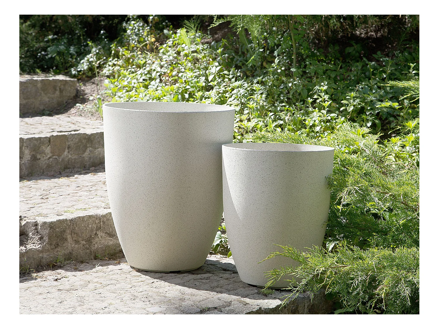 Lot de 2 pots de fleurs CROTON 35 cm Blanc cassé