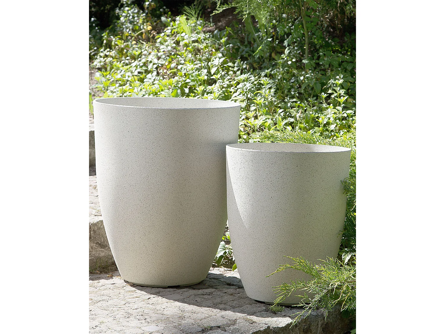 Lot de 2 pots de fleurs CROTON 35 cm Blanc cassé