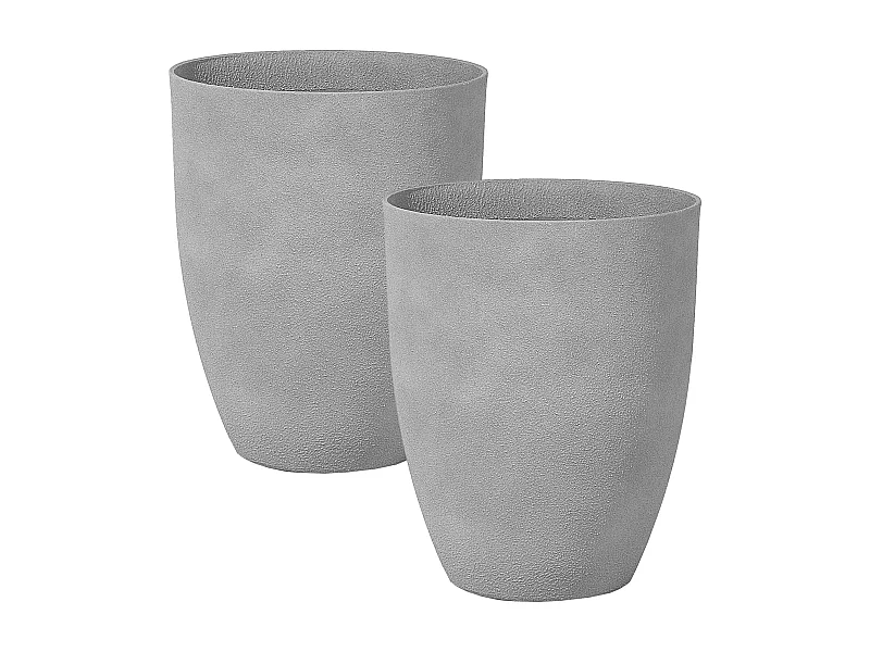 Set di 2 vasi per piante CROTON Pietra 43 cm Grigio