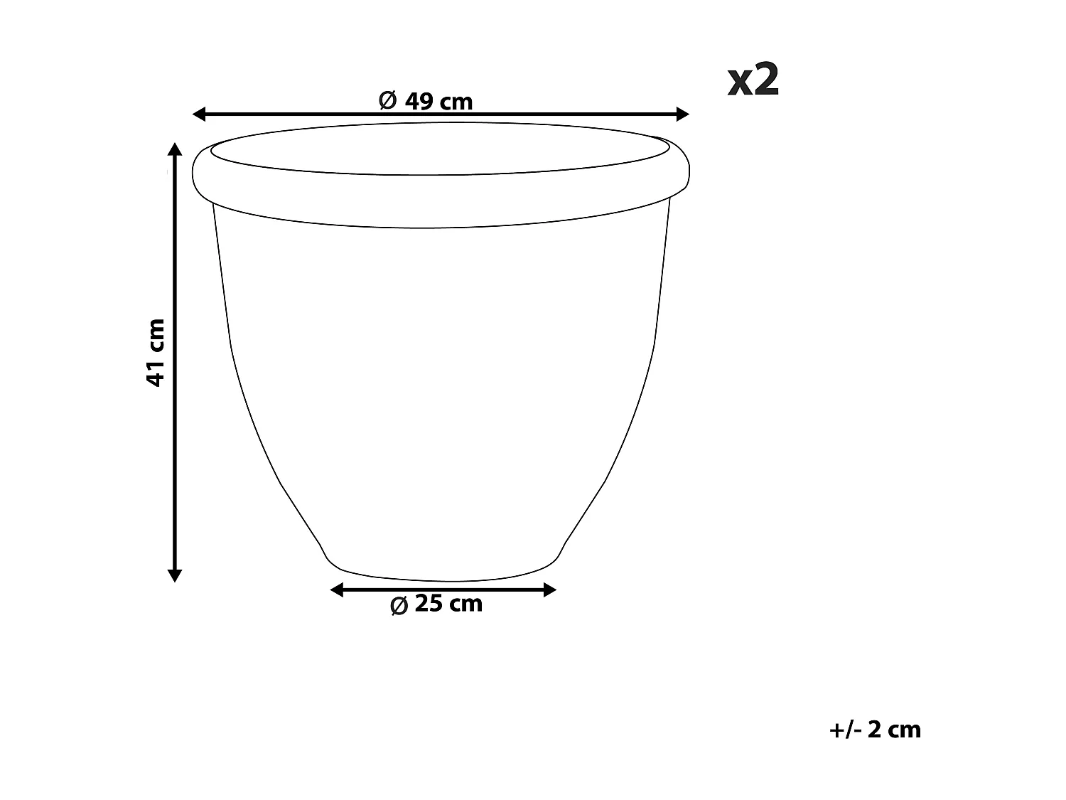 Conjunto de 2 vasos para plantas TESALIA Pedra 49 cm Castanho