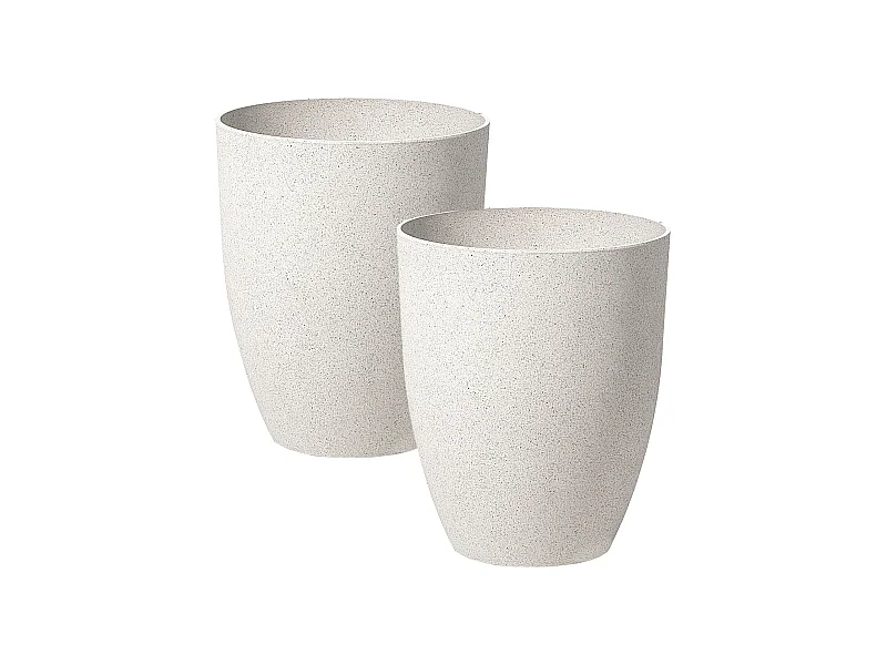 Blumentopf 2er Set weiß rund 43x43x52 cm Steingemisch Outdoor & Indoor Croton