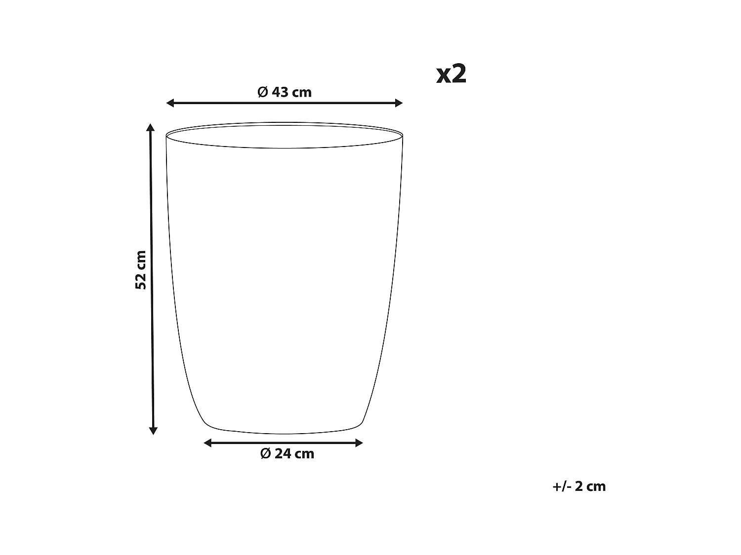 Lot de 2 pots de fleurs CROTON 43 cm Blanc cassé