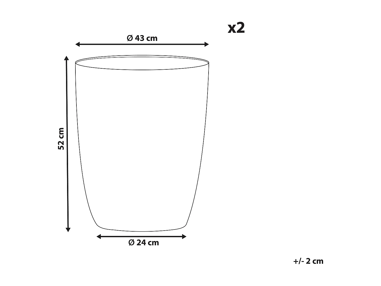 Conjunto de 2 vasos para plantas CROTON Pedra 43 cm Branco creme