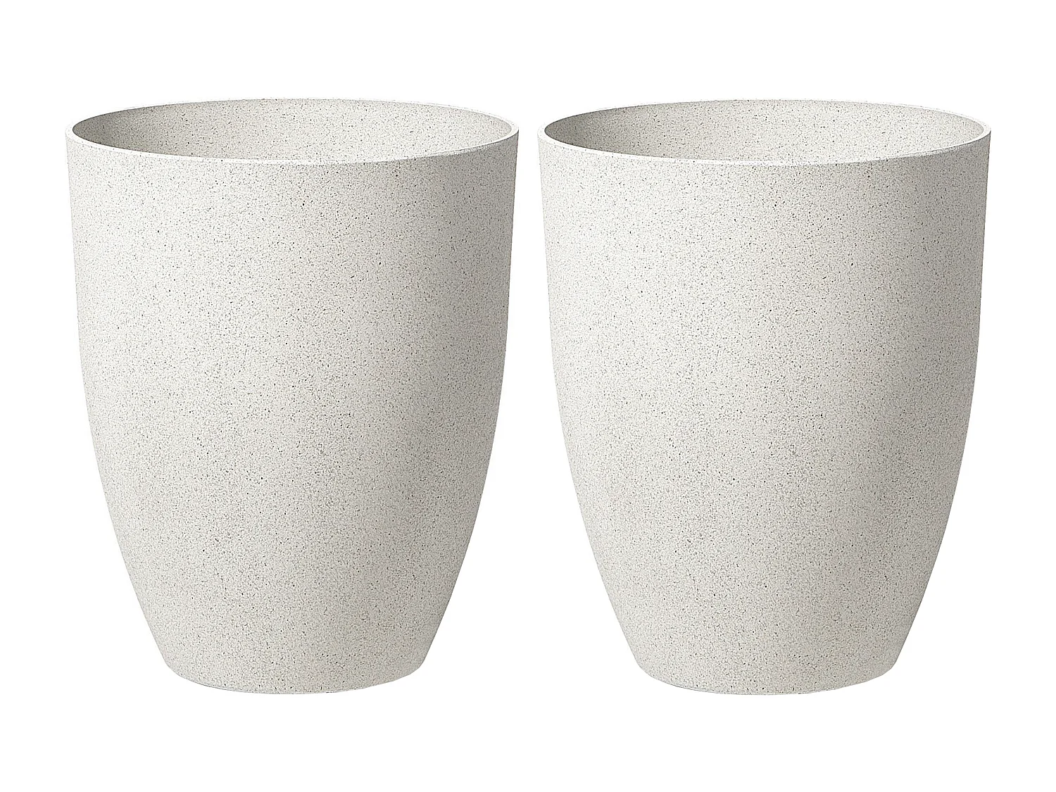 Conjunto de 2 macetas CROTON Piedra 43 cm Blanco crema