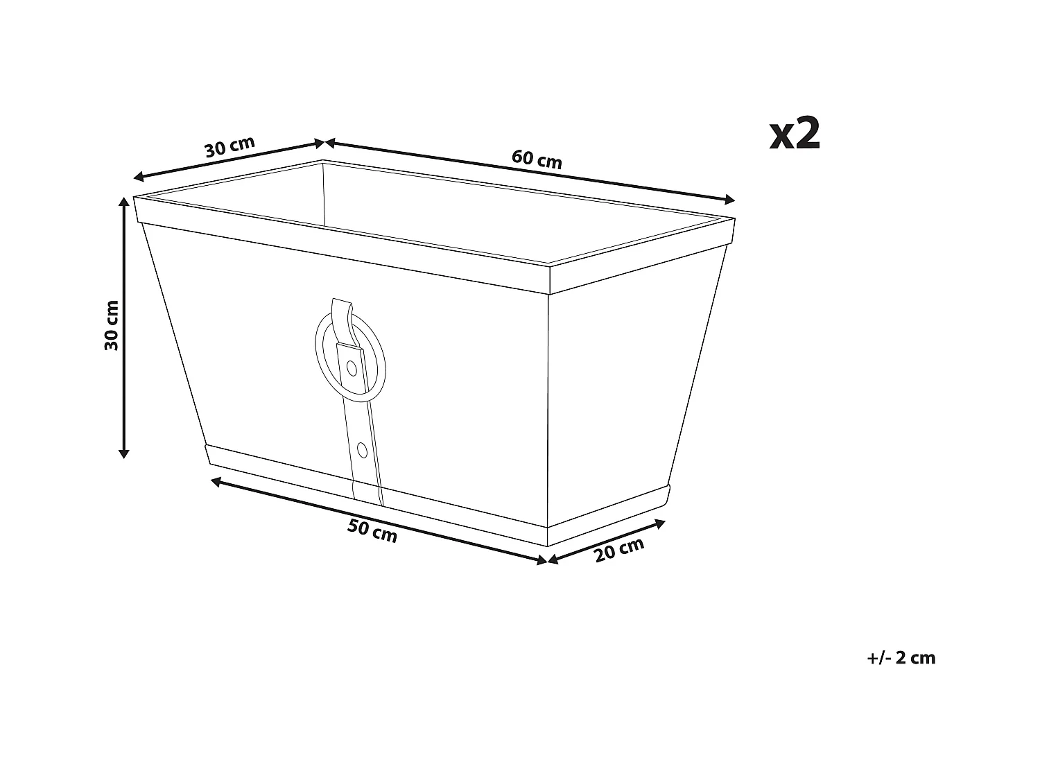 Lot de 2 pots de fleurs PORIA 60 cm Gris