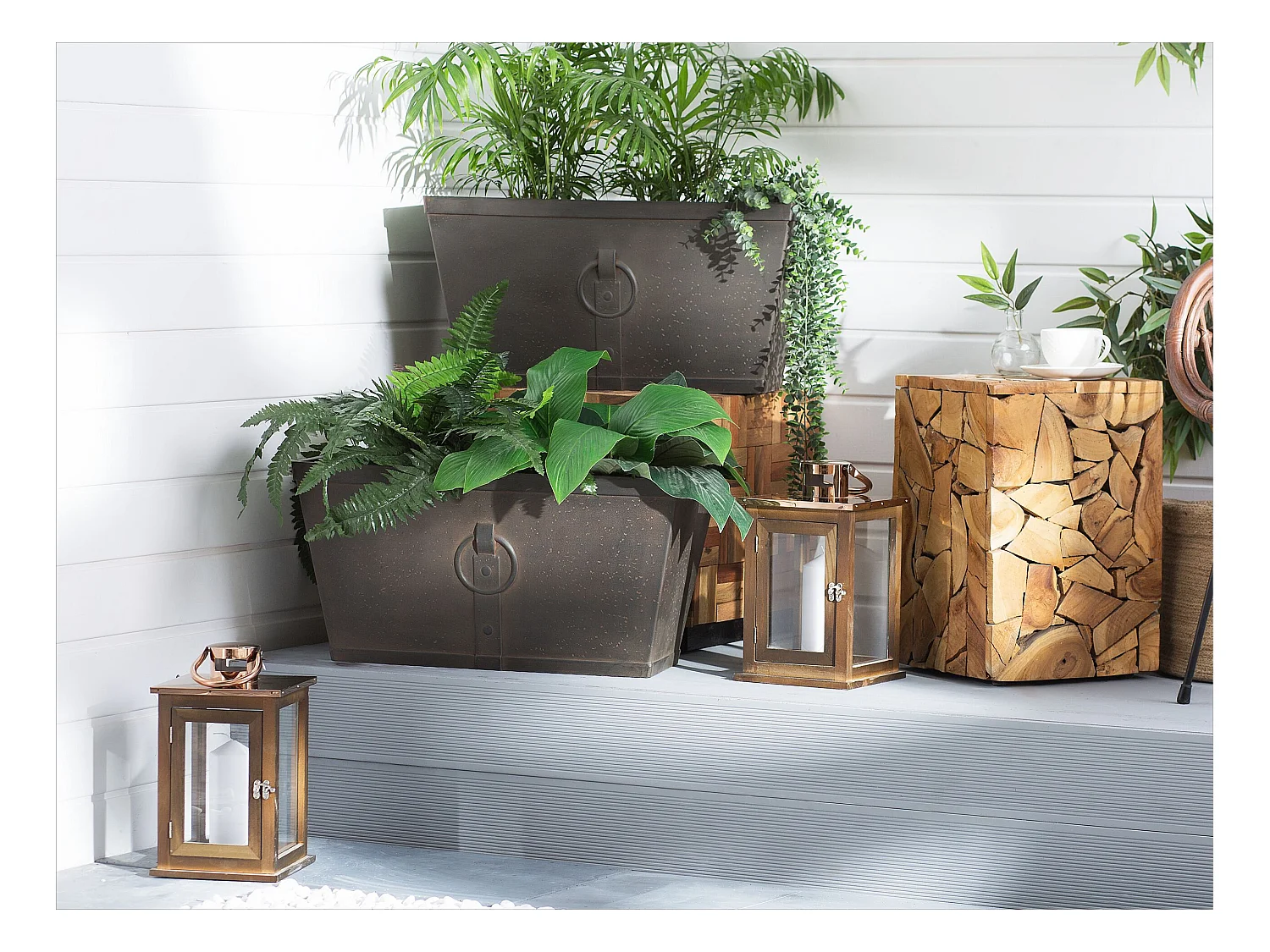 Lot de 2 pots de fleurs PORIA 60 cm Gris