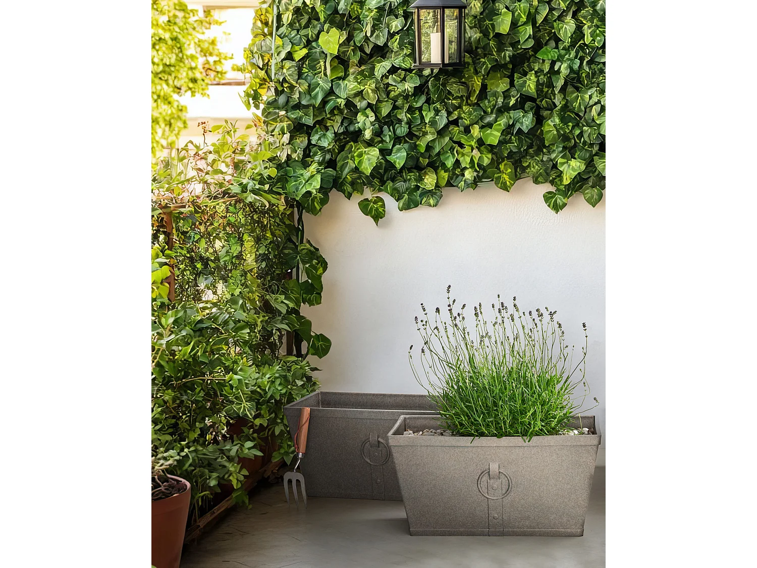 Blumentopf 2er Set braun Rostoptik rechteckig 60x30x30 cm Outdoor & Indoor Poria