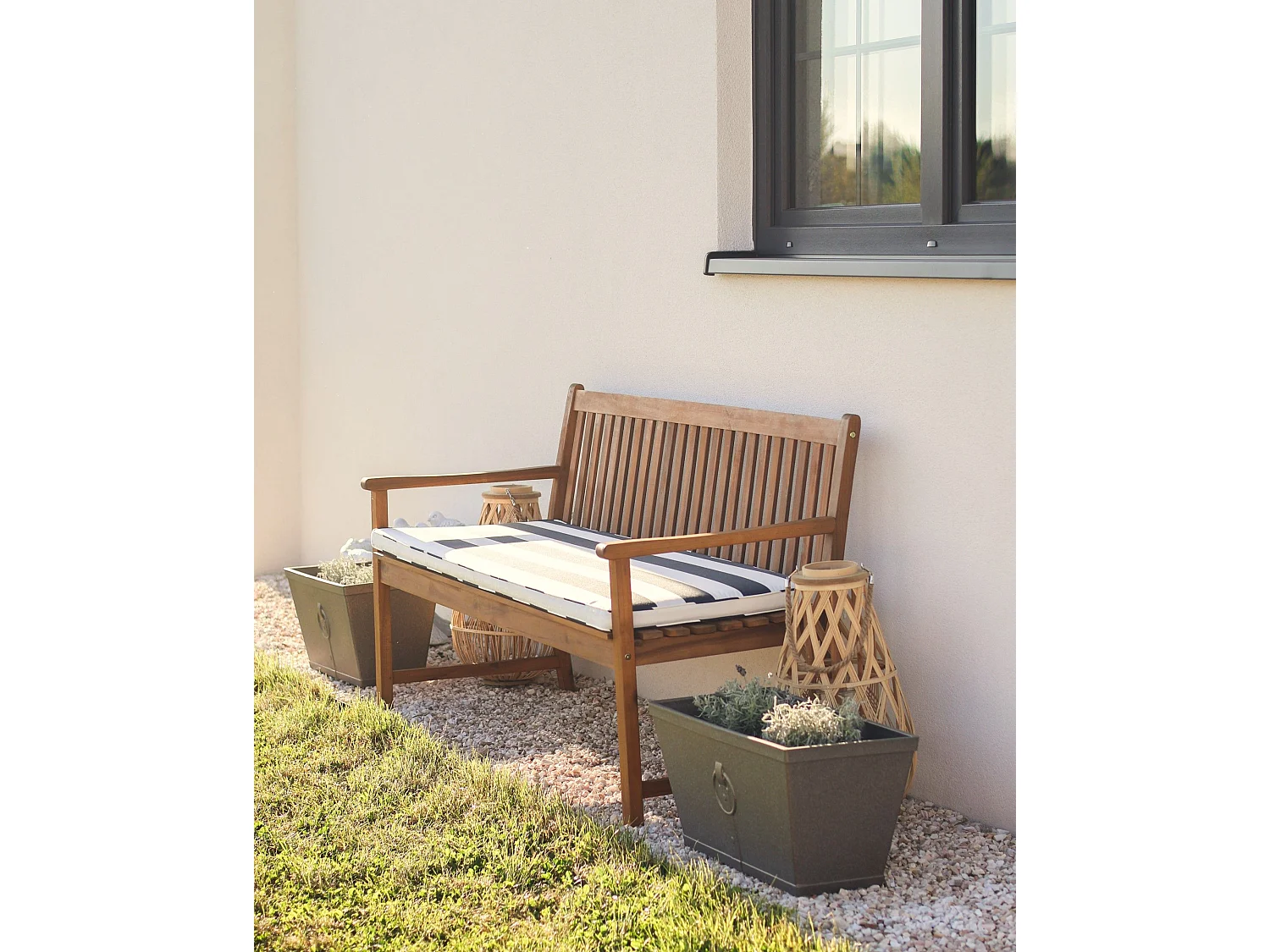 Lot de 2 pots de fleurs PORIA Pierre 60 cm Marron