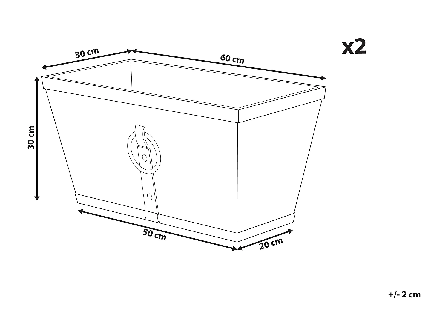 Lot de 2 pots de fleurs PORIA 60 cm Gris