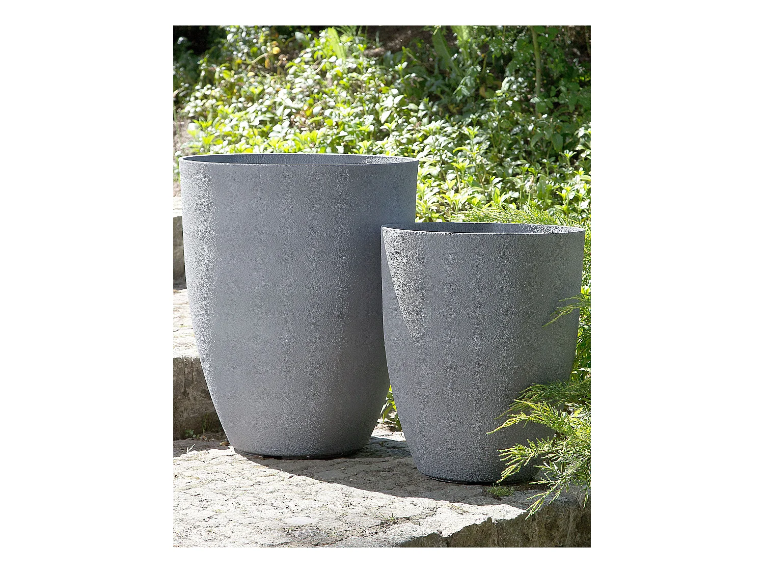 Lot de 2 pots de fleurs CROTON 35 cm Gris