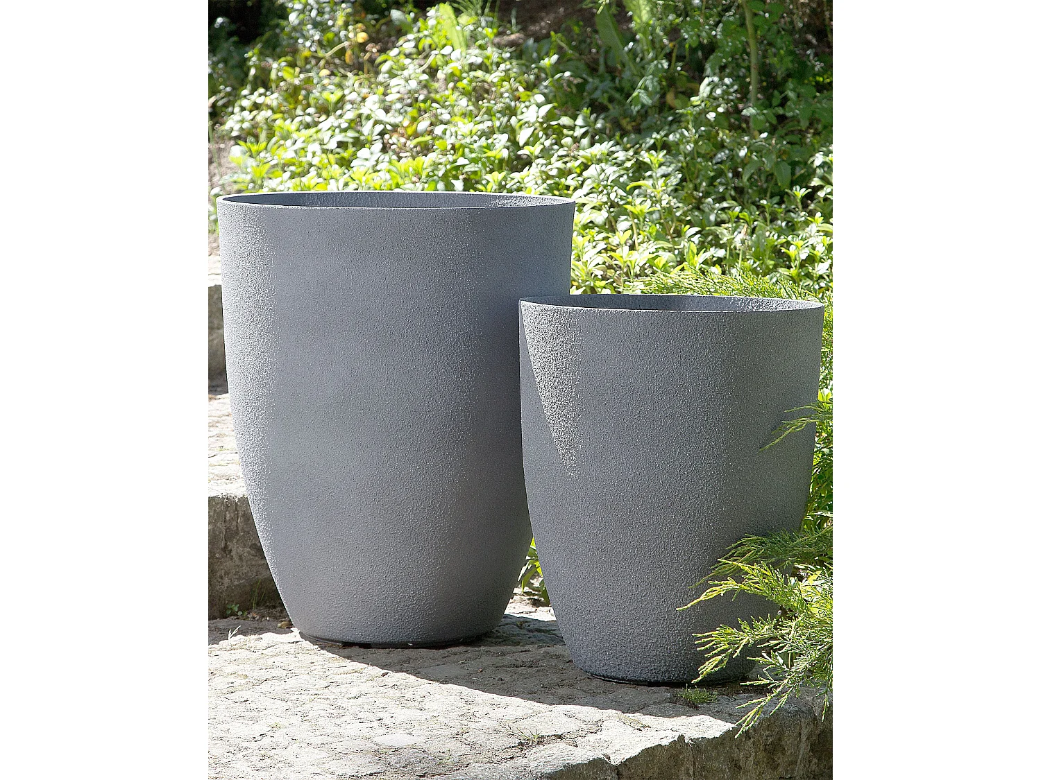 Lot de 2 pots de fleurs CROTON 35 cm Gris