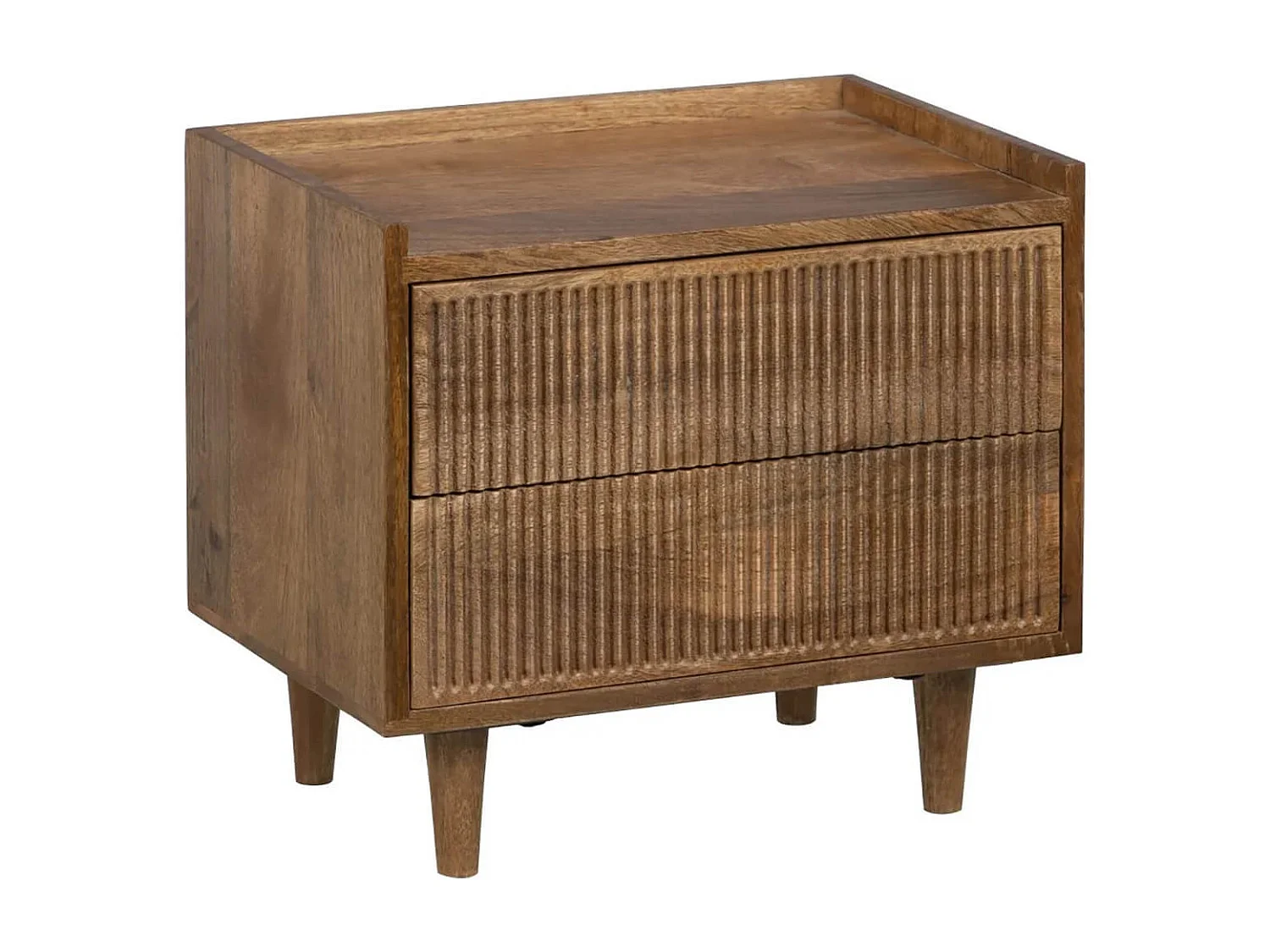 TWIDO - Chevet Bas 2 Tiroirs en Manguier Texturé
