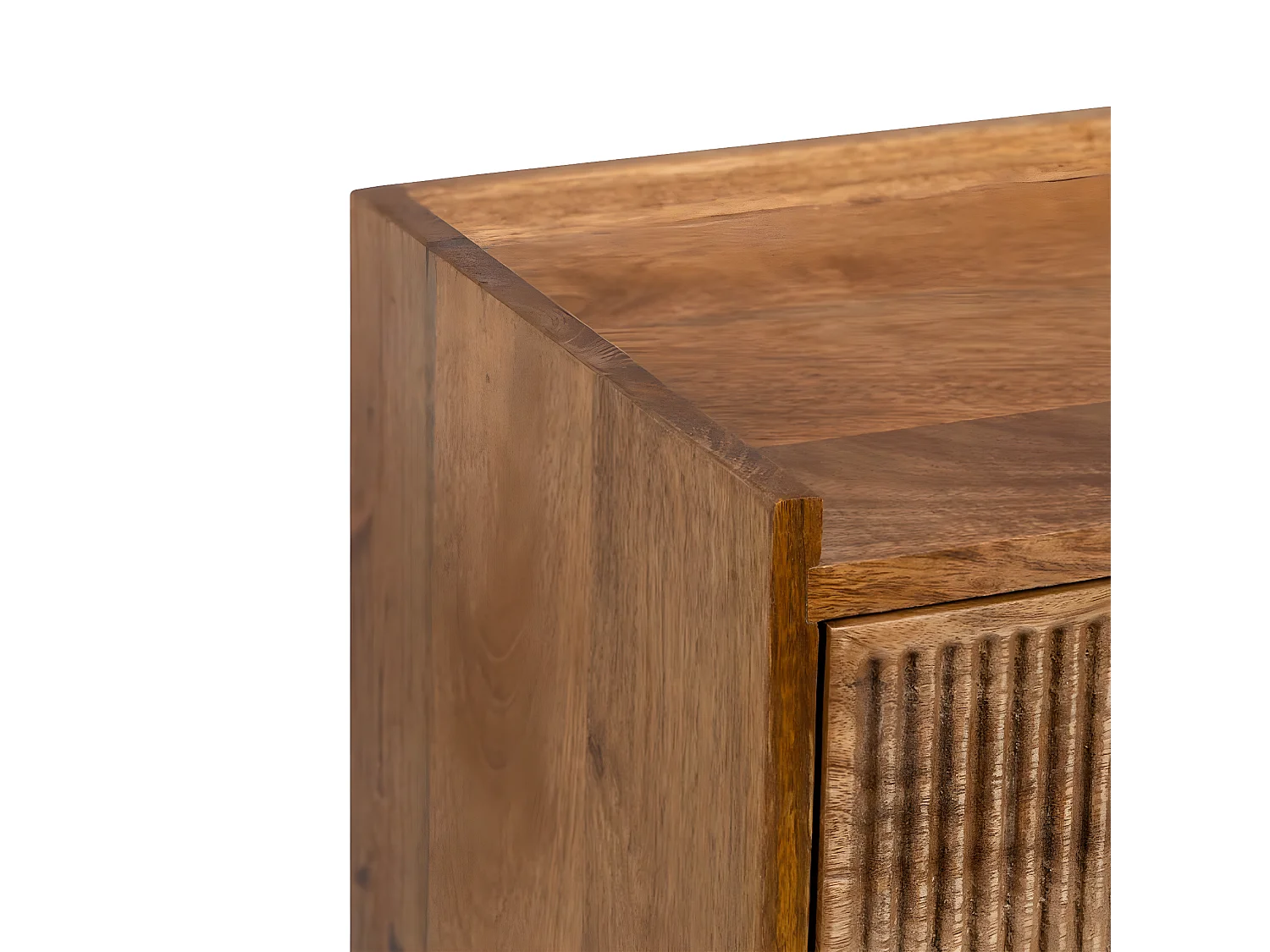 TWIDO - Chevet Bas 2 Tiroirs en Manguier Texturé