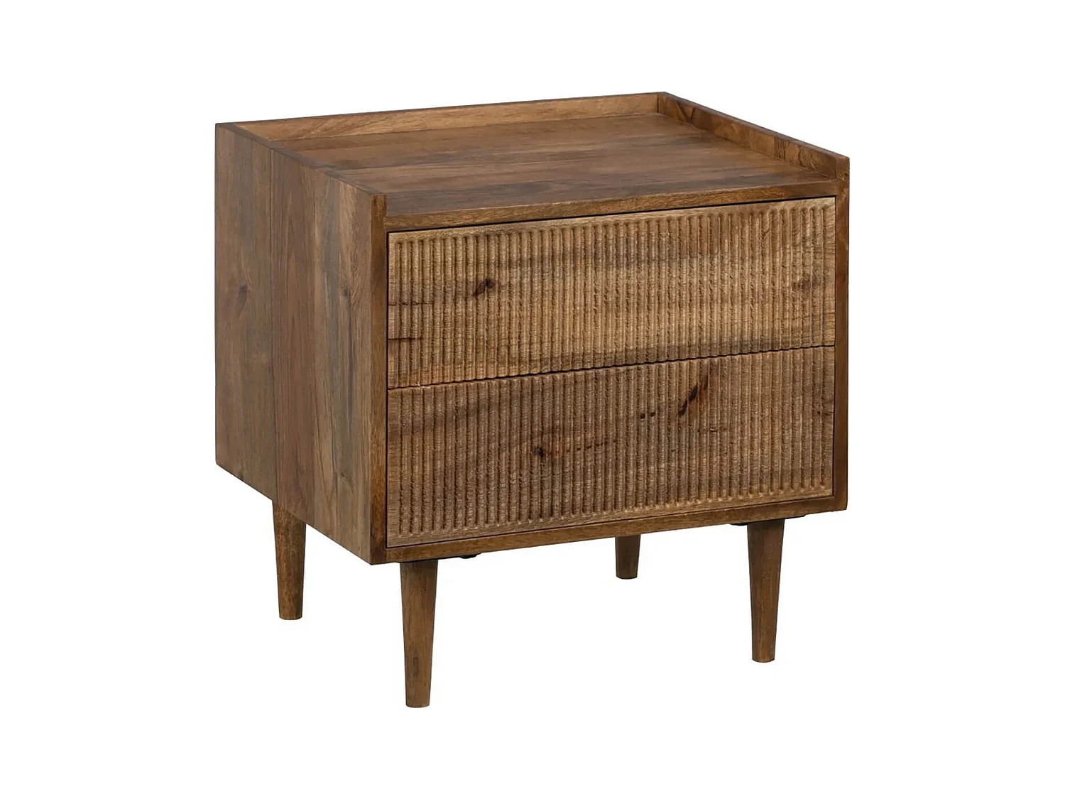 TWIDO - Chevet 2 Tiroirs en Manguier Texturé