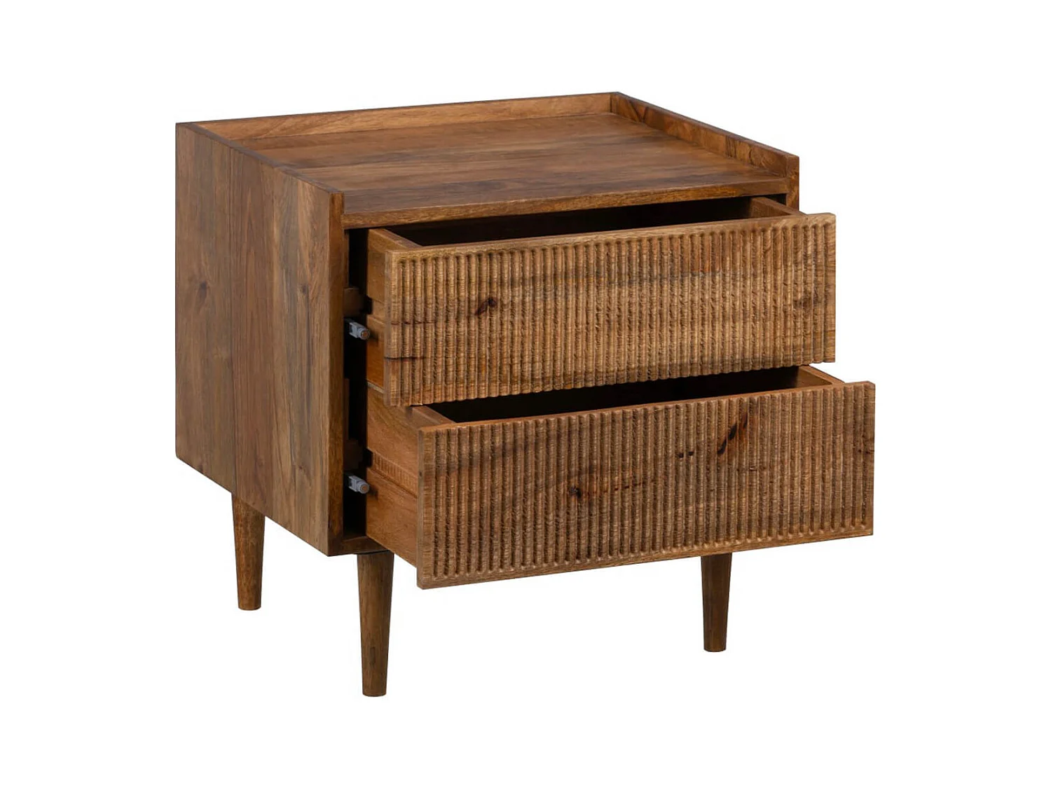 TWIDO - Chevet 2 Tiroirs en Manguier Texturé