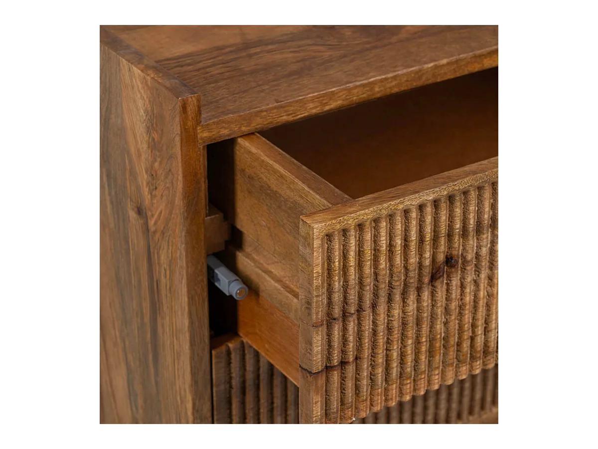 TWIDO - Chevet 2 Tiroirs en Manguier Texturé