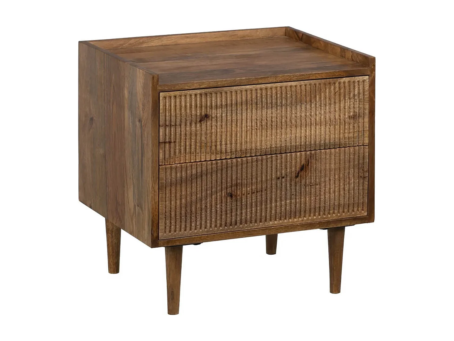 TWIDO - Chevet 2 Tiroirs en Manguier Texturé