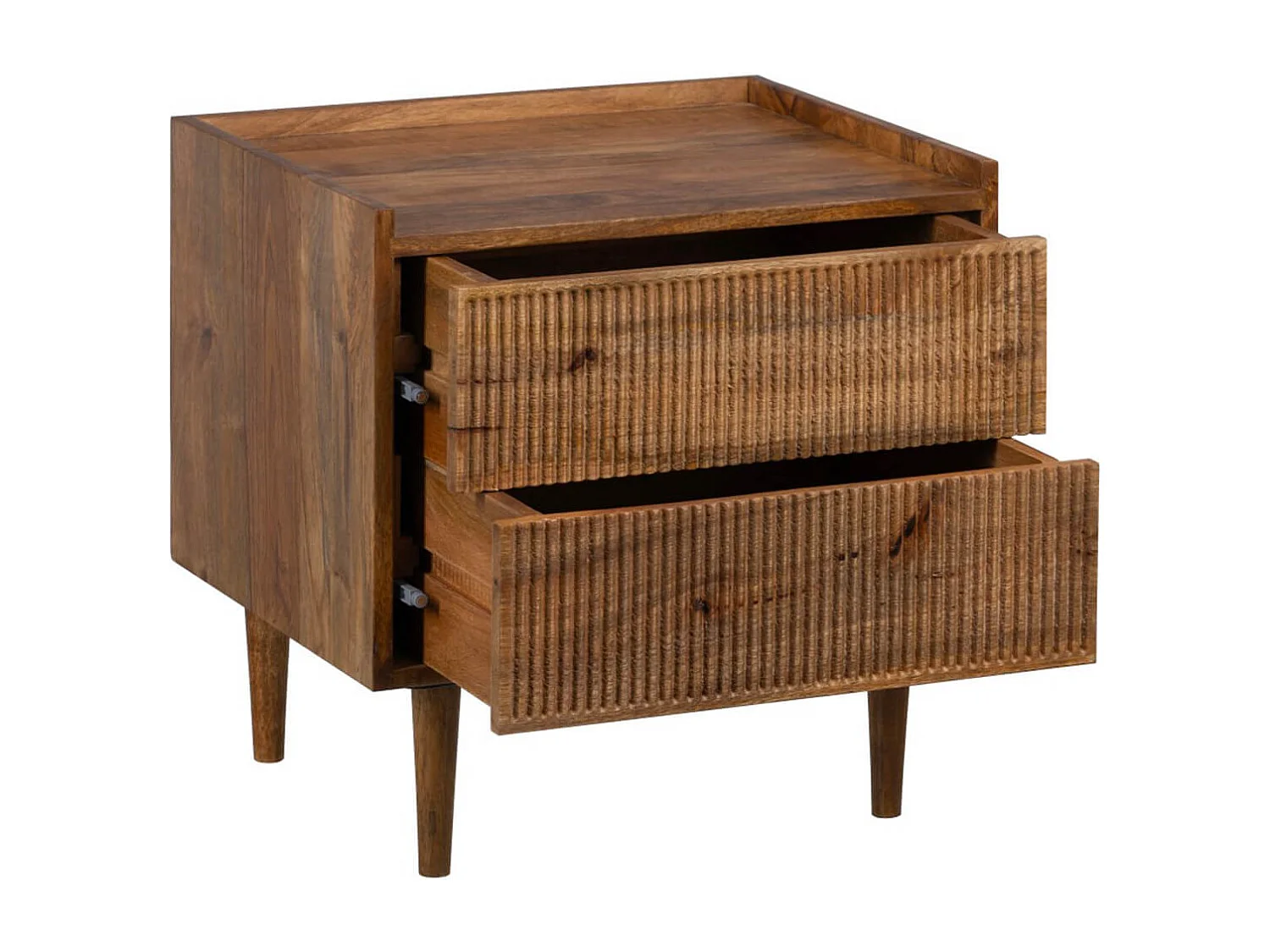 TWIDO - Chevet 2 Tiroirs en Manguier Texturé