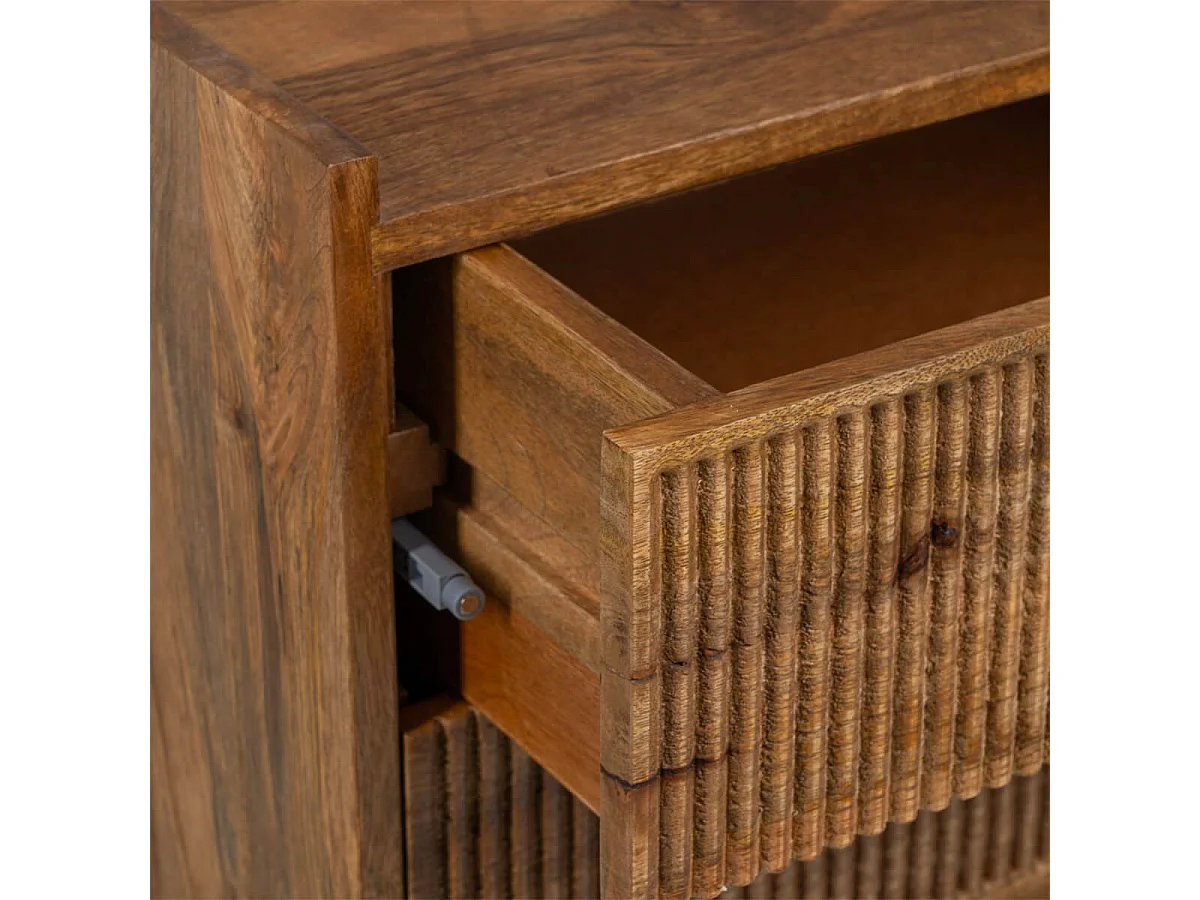 TWIDO - Chevet 2 Tiroirs en Manguier Texturé