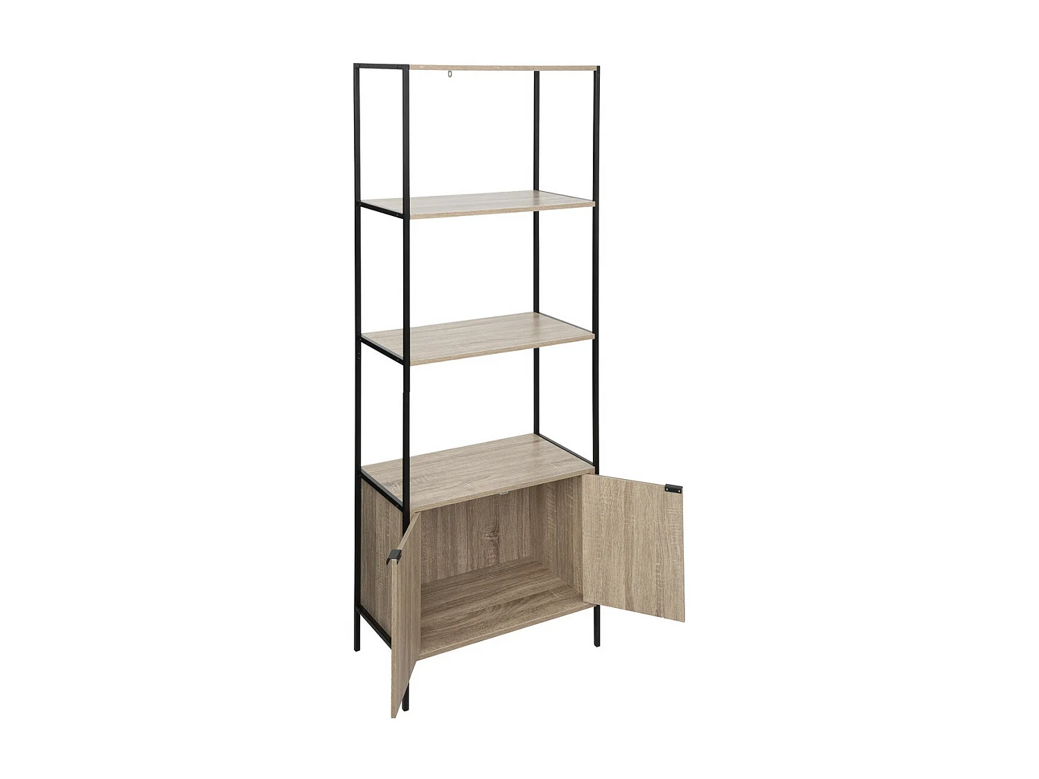 Étagère Design 2 Portes "Aliaj" 176cm Naturel & Noir
