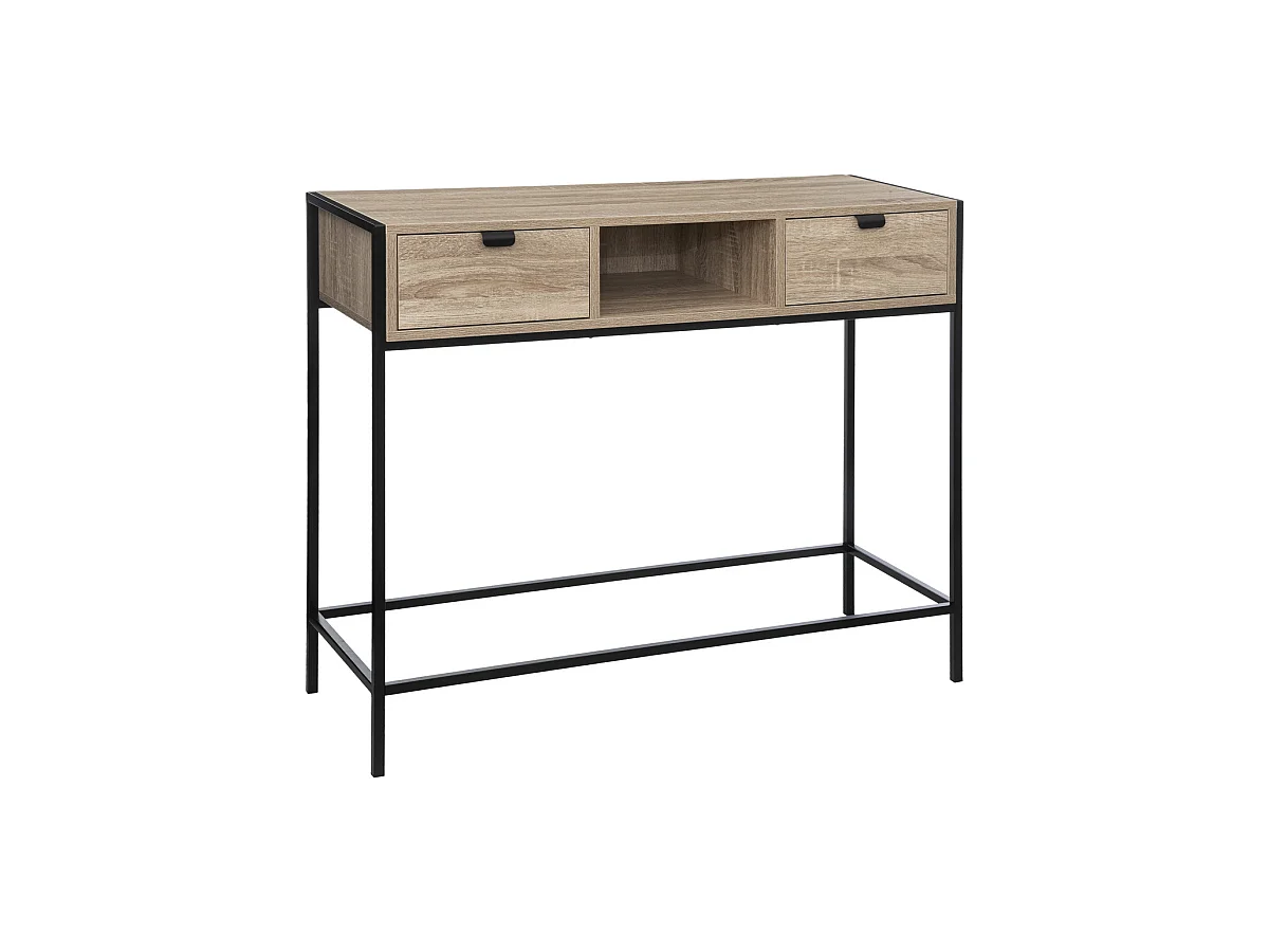 Meuble Console 2 tiroirs en Métal et Bois H 80 cm
