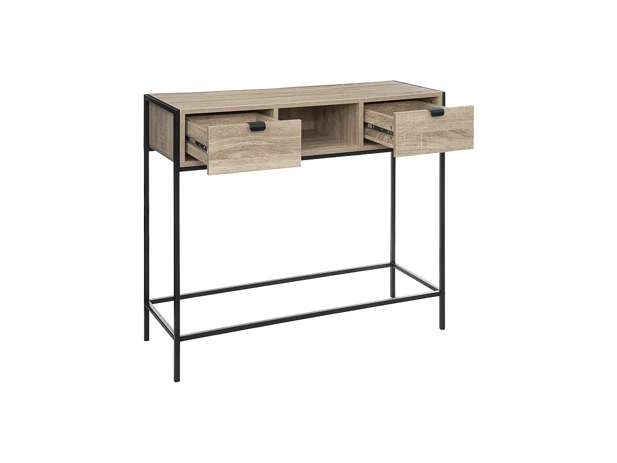 Meuble Console 2 tiroirs en Métal et Bois H 80 cm