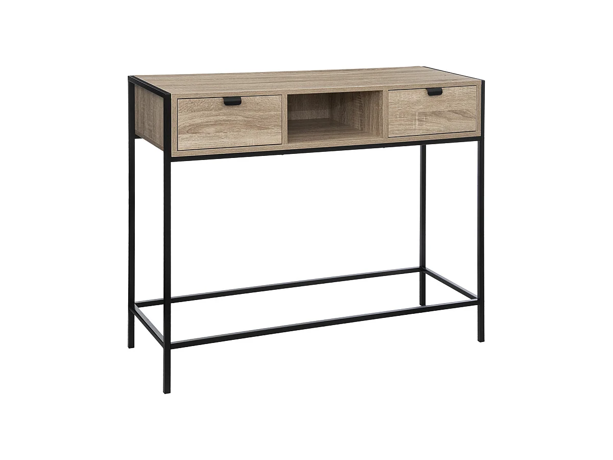 Meuble Console 2 tiroirs en Métal et Bois H 80 cm