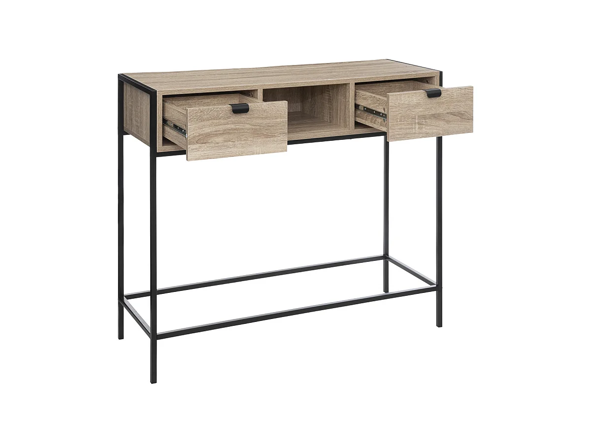 Meuble Console 2 tiroirs en Métal et Bois H 80 cm