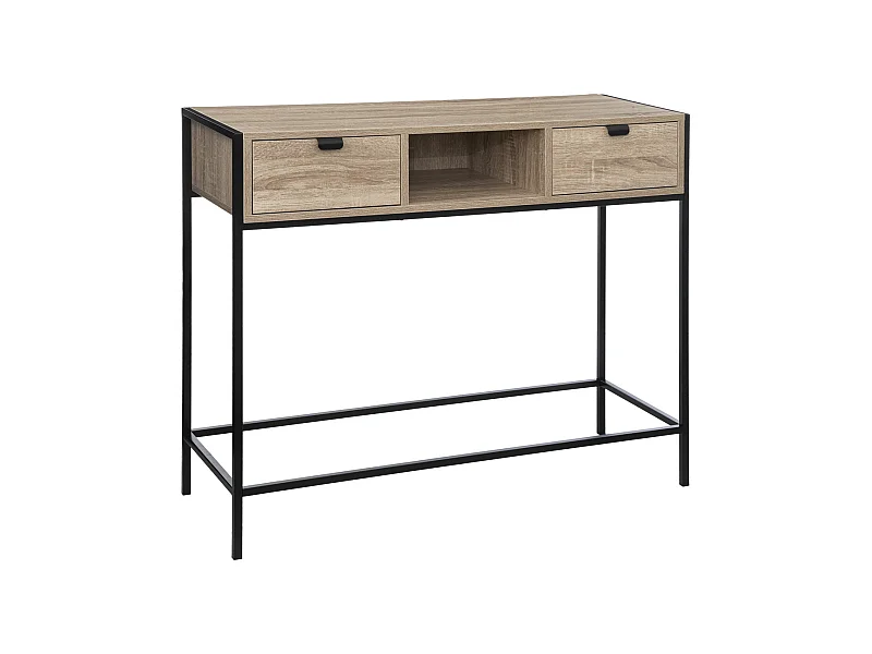 Meuble Console 2 tiroirs en Métal et Bois H 80 cm