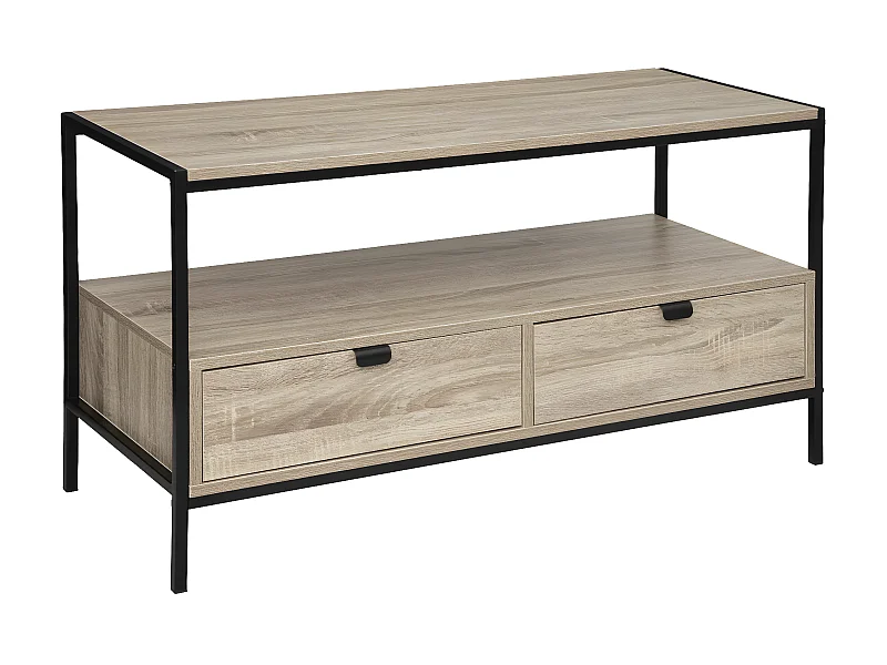 Móvel de TV Aliaj com 2 gavetas, sala de estar/jantar, carvalho preto, 100 cm