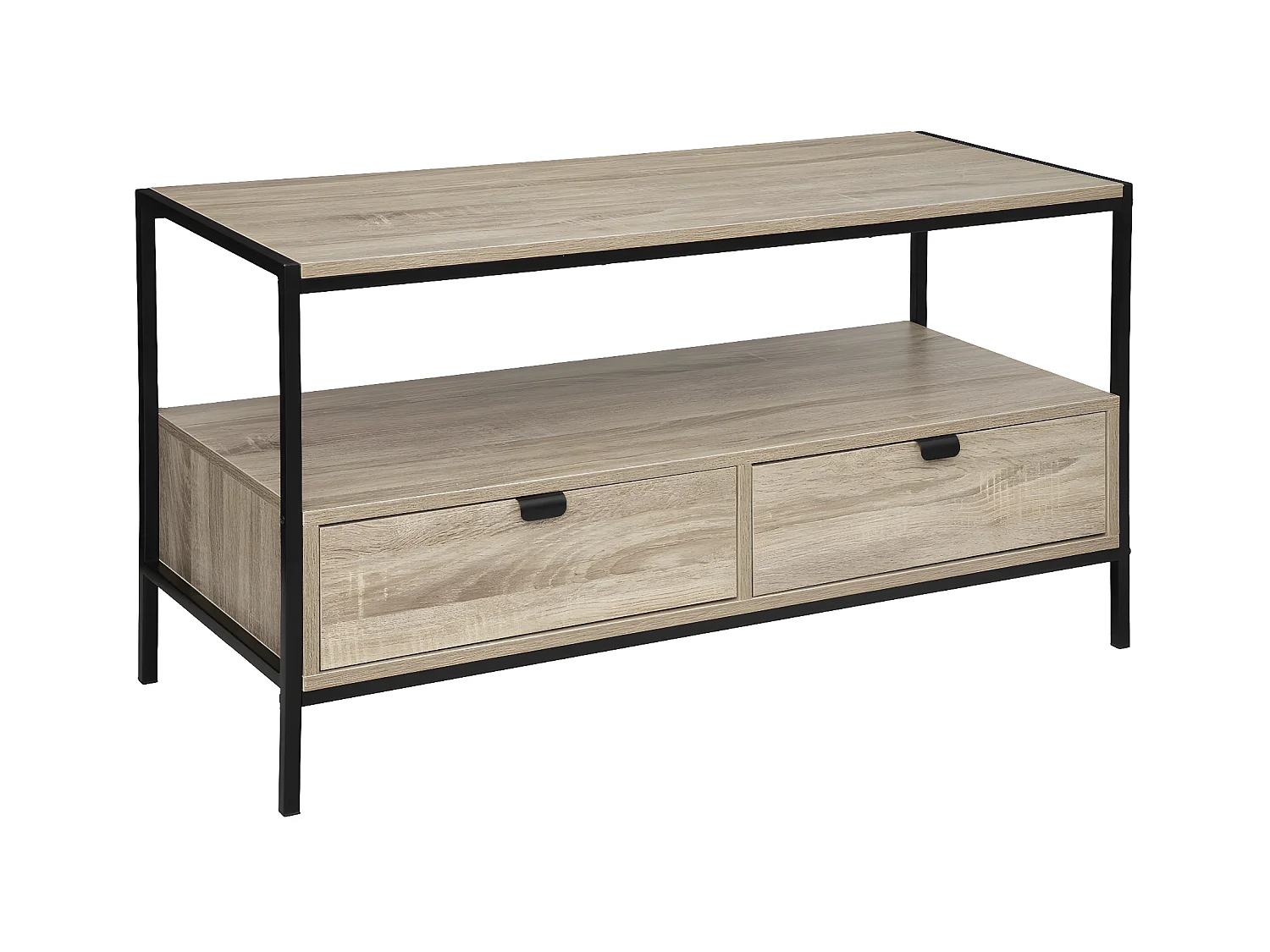 Meuble TV 2 Tiroirs Design "Aliaj" 100cm Beige