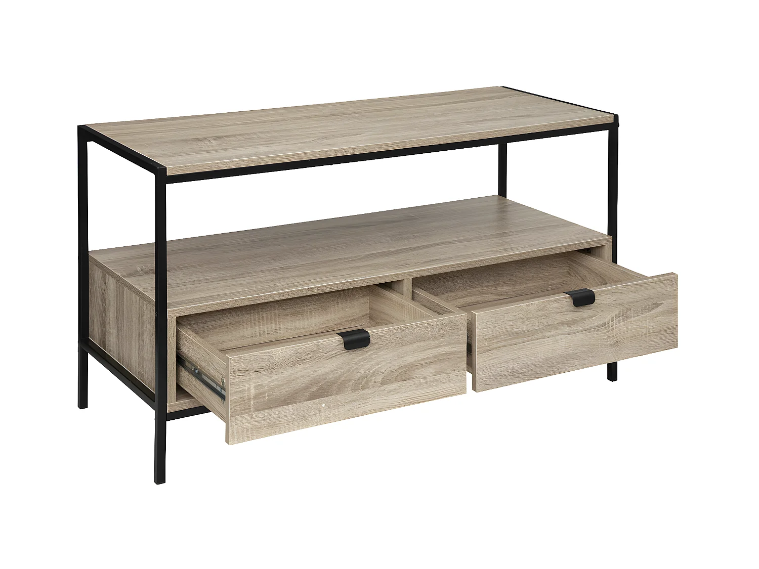 Meuble TV 2 Tiroirs Design "Aliaj" 100cm Beige