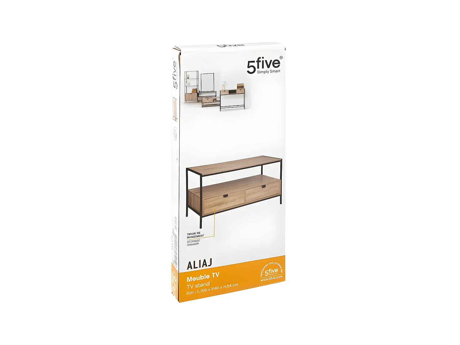 Meuble TV 2 Tiroirs Design "Aliaj" 100cm Beige