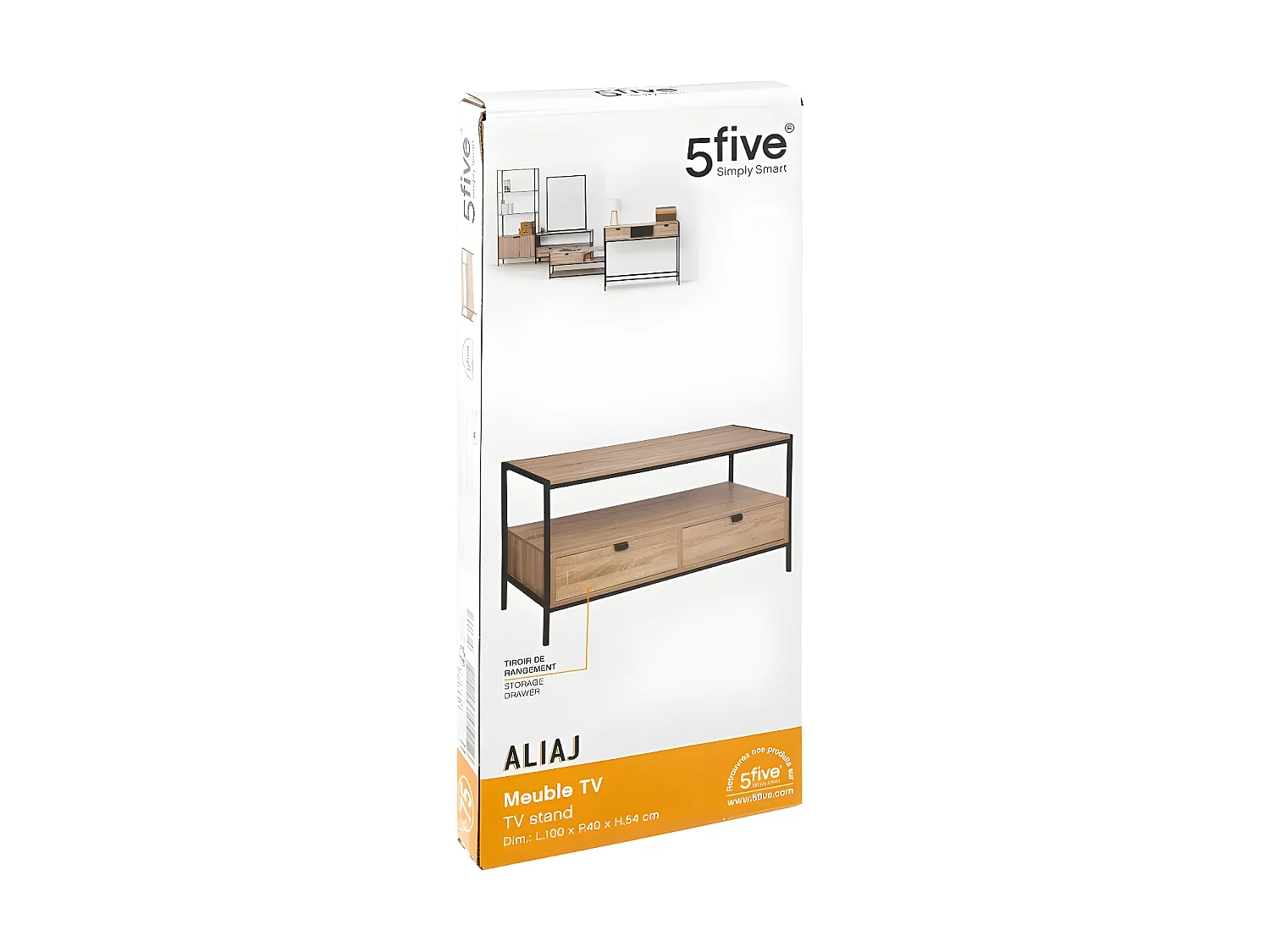 Meuble TV 2 Tiroirs Design "Aliaj" 100cm Beige