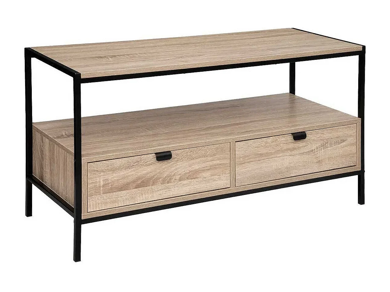 Meuble TV 2 Tiroirs Design "Aliaj" 100cm Beige