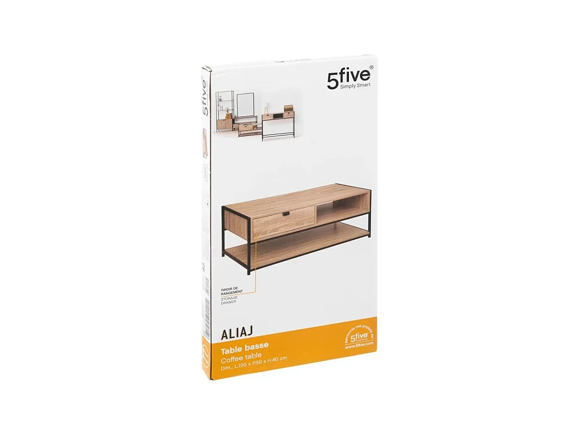 Table Basse 1 Tiroir Design "Aliaj" 100cm Beige