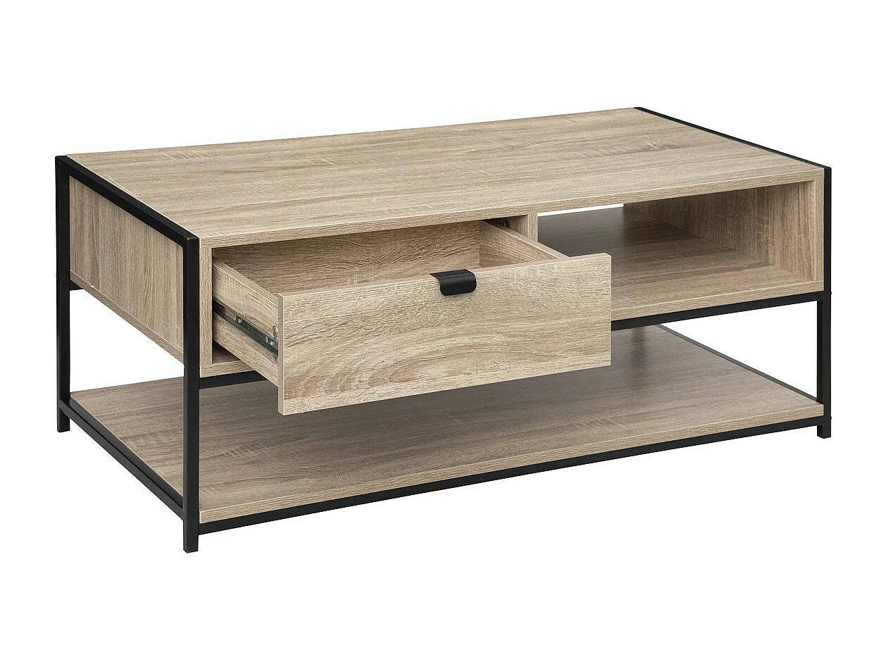 Table Basse 1 Tiroir Design "Aliaj" 100cm Beige