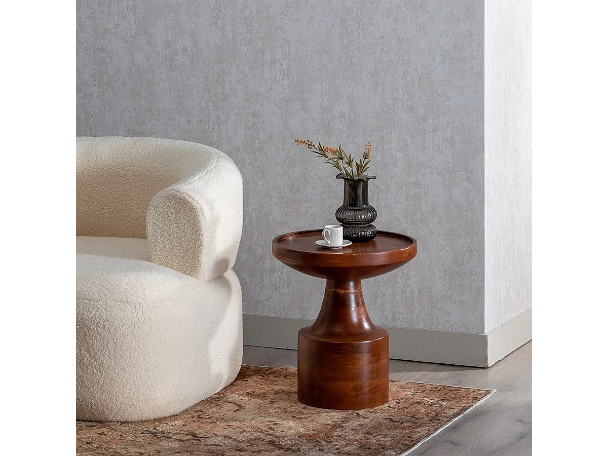 VASIO - Table d'Appoint en Manguier Massif Vernis