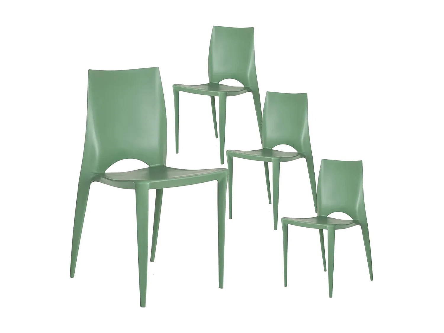ROFA - Lot de 4 Chaises Empilables Polypropylène Vert