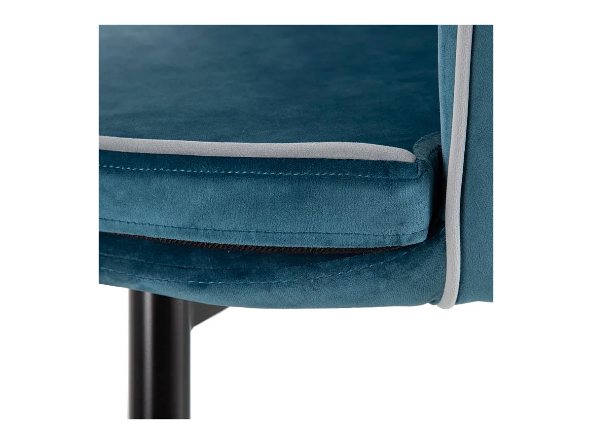 LOAXA - Lot de 2 Fauteuils Velours Bleu Pieds Noir et Or