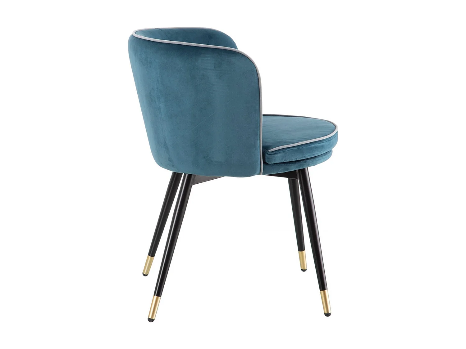 LOAXA - Lot de 2 Fauteuils Velours Bleu Pieds Noir et Or