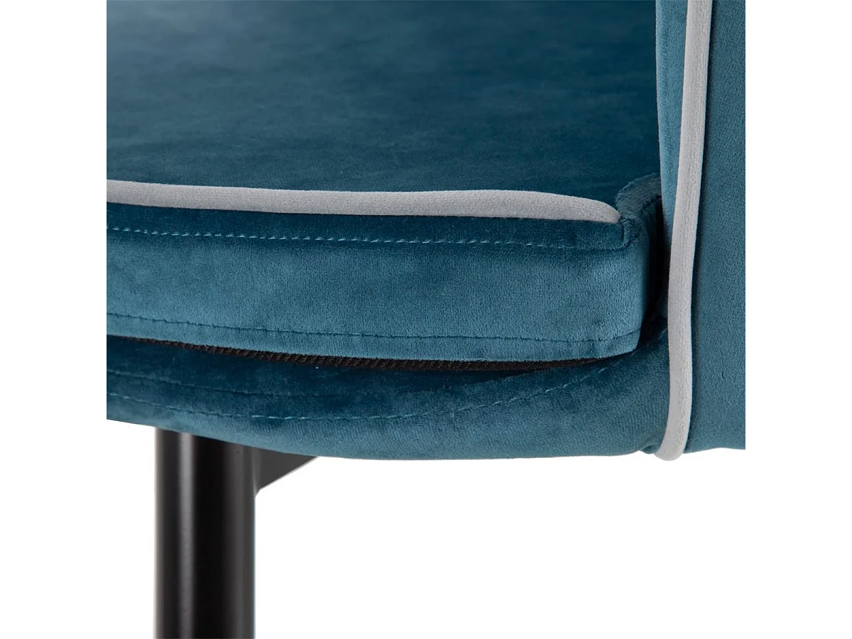 LOAXA - Lot de 2 Fauteuils Velours Bleu Pieds Noir et Or