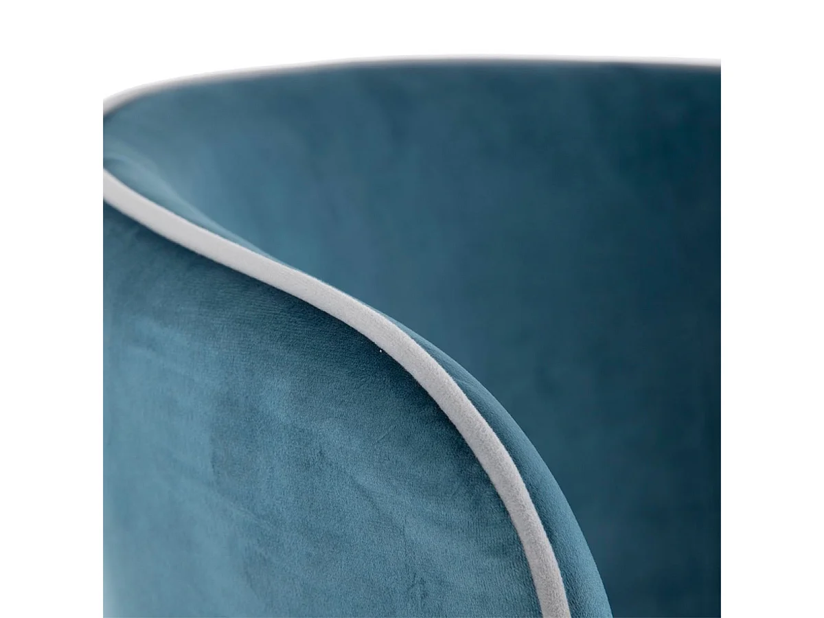 LOAXA - Lot de 2 Fauteuils Velours Bleu Pieds Noir et Or