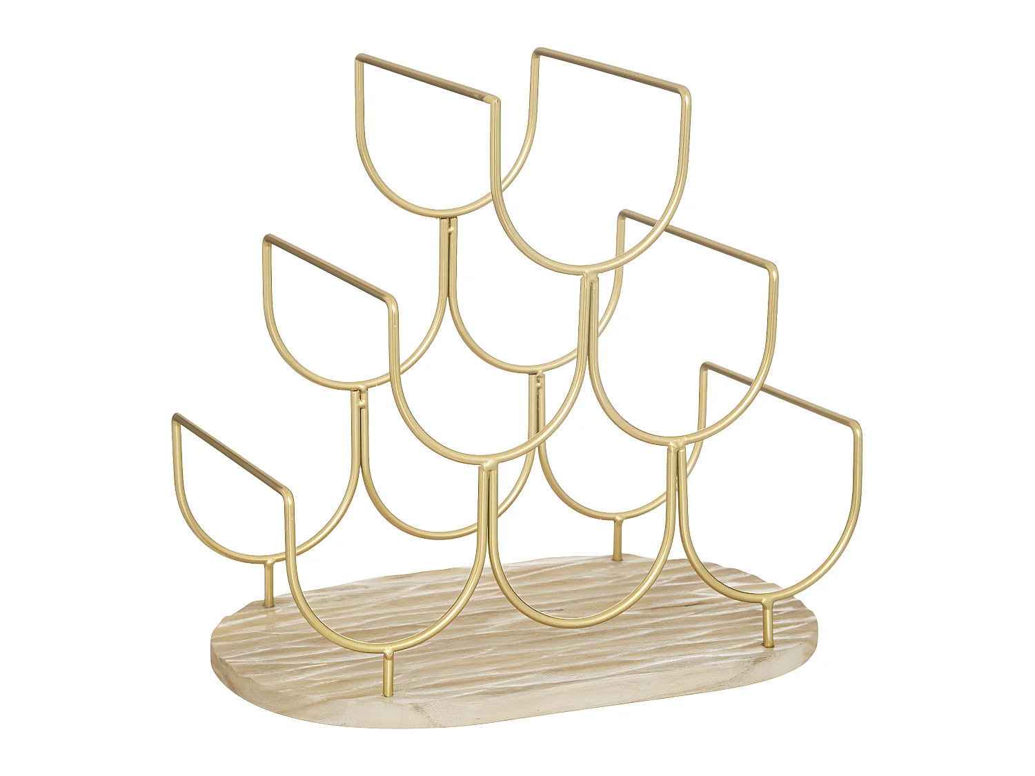 Range Bouteilles en métal doré et bois capacité 6 Bouteilles