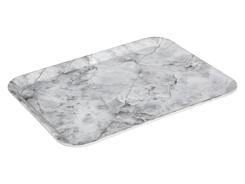 Plateau de service en mélamine aspect Marbre Blanc 43 x 33 cm