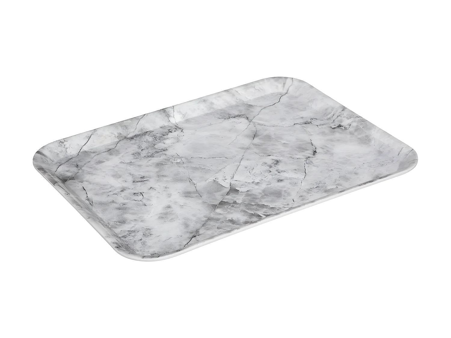 Plateau de service en mélamine aspect Marbre Blanc 43 x 33 cm