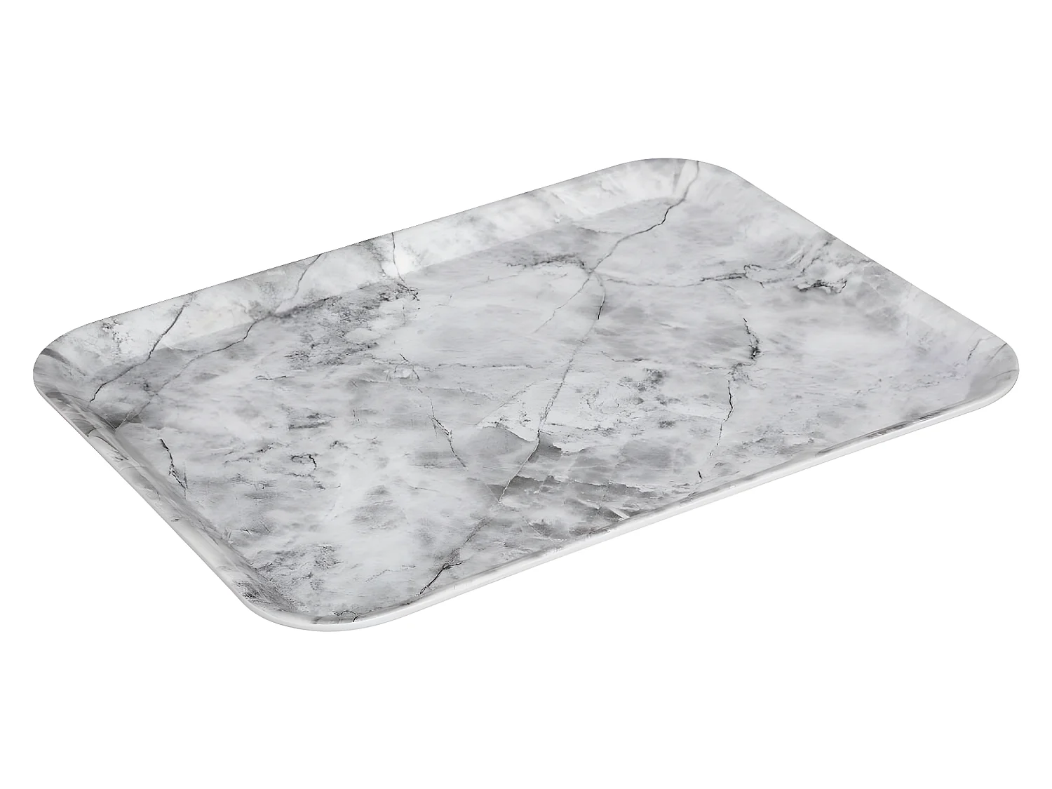 Plateau de service en mélamine aspect Marbre Blanc 43 x 33 cm