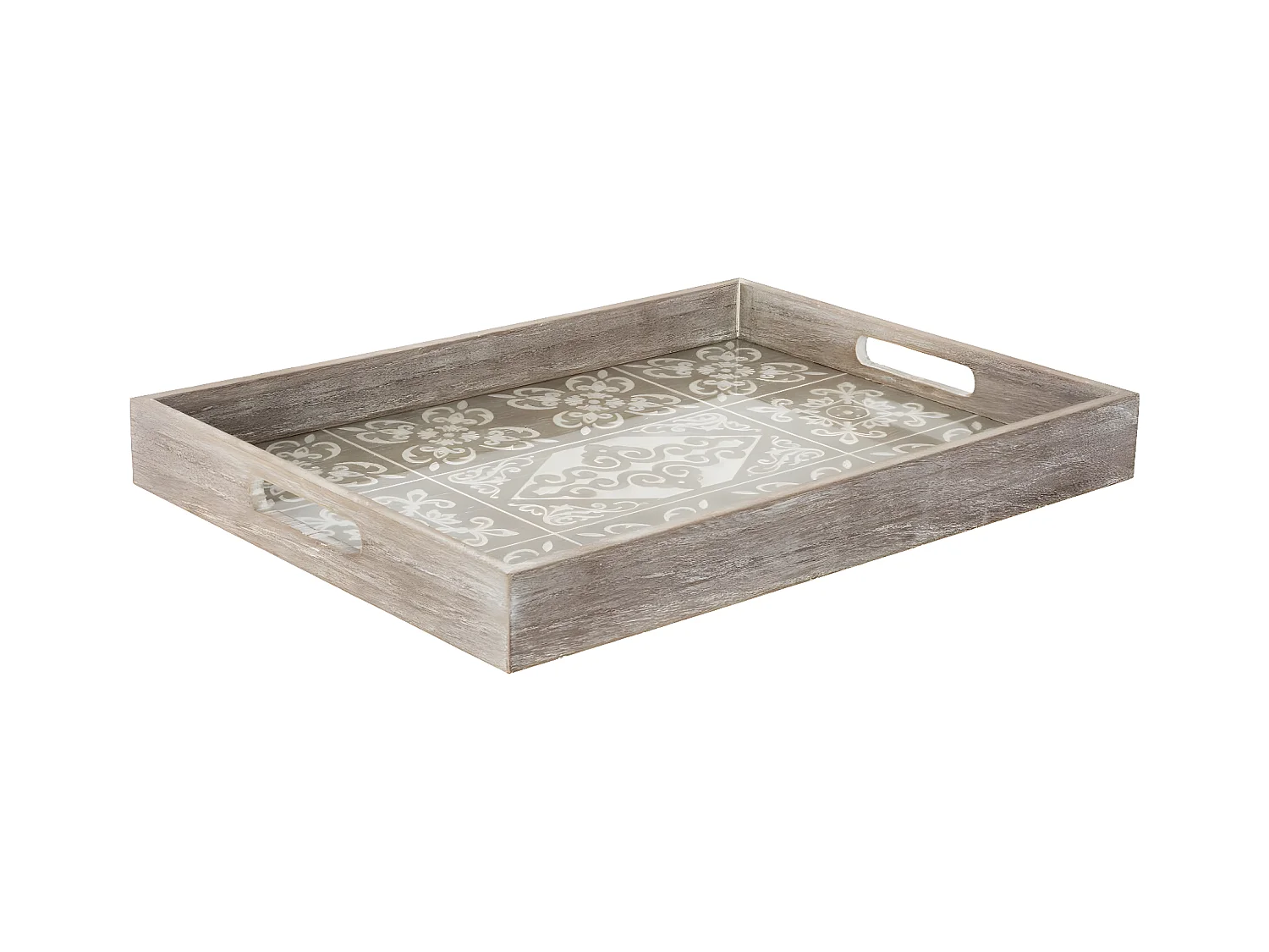 Plateau en Bois Blanchi et Verre