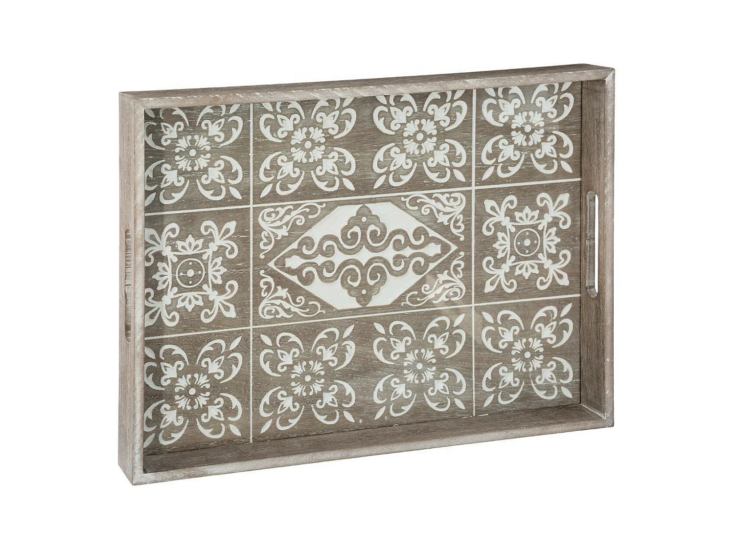 Plateau en Bois Blanchi et Verre