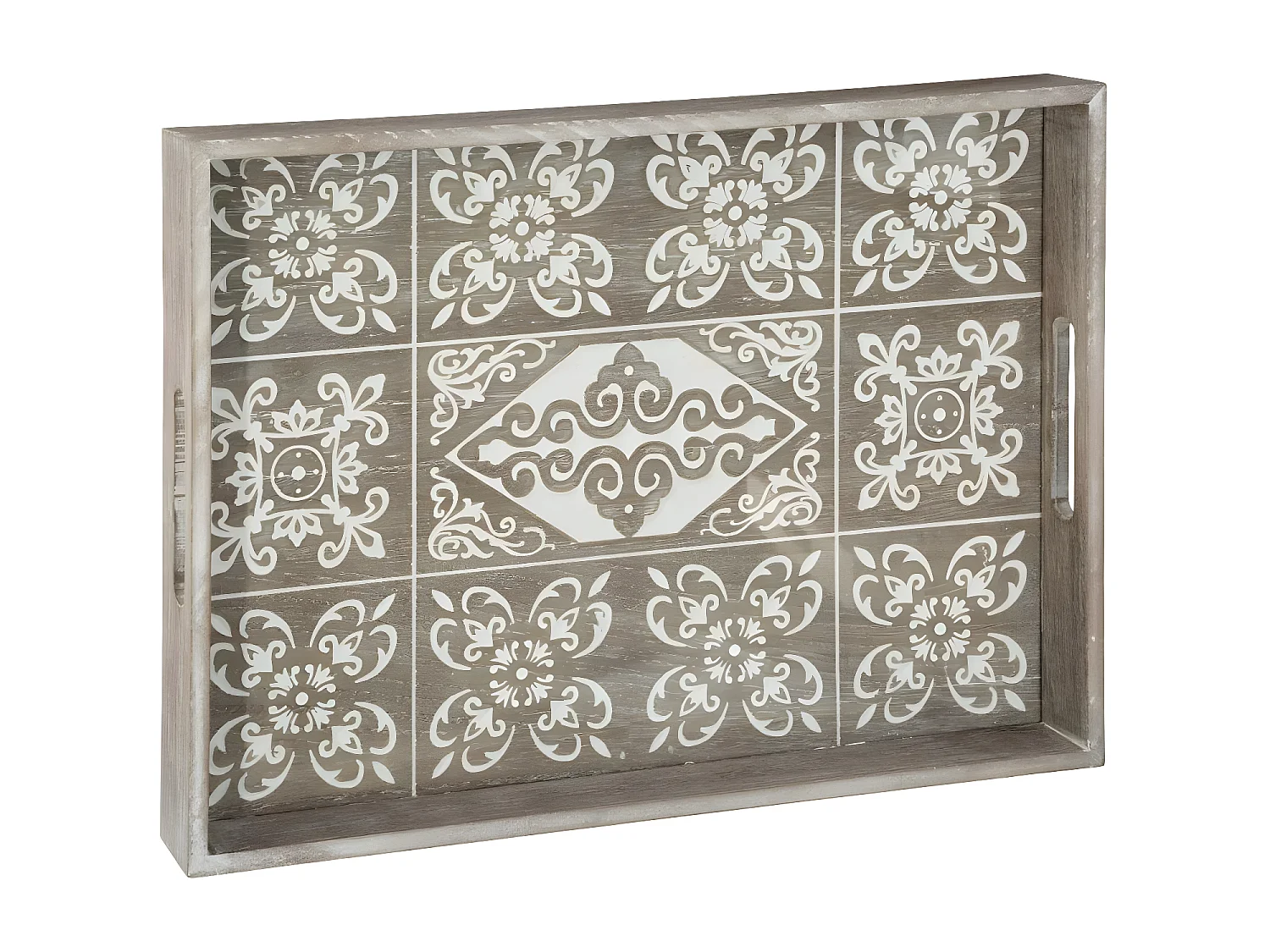 Plateau en Bois Blanchi et Verre